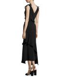 Alina Lace-Trim Silk Crepe de Chine Cocktail Dress, Black