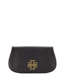 Britten Leather Flap Clutch Bag, Black