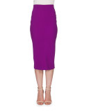 High-Waist Midi Pencil Skirt, Plum