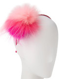 Rhinestone & Fox Fur Headband, Pink