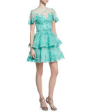 Beaded Tulle Fit & Flare Party Dress, Blue