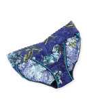 Blue Roses Lace V-Kini Panties, Blue