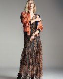 Sleeveless Enamel Glitter Maxi Dress, Copper