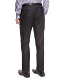 Twill Flat-Front Trousers, Charcoal
