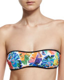 Santorini Banana-Leaf Printed Bandeau Swim Top