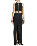 Sleeveless Cut-In Ruched Column Gown 