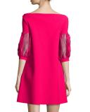 Mirelle Balloon-Sleeve Jersey Shift Dress, Pink