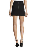 Bianka Side-Pleat Miniskirt, Black