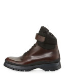 Calf Leather Lace-Up Boot, Brown