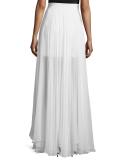 Flowy Silk Maxi Skirt W/ Front Slit 