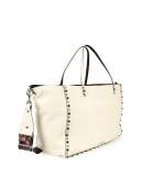 Rockstud Rolling Medium Guitar-Strap Tote Bag, Ivory