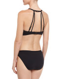 All Meshed-Up High-Neck Swim Top, Black (Available in D-E Cup Sizes)