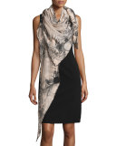 Botanica Floral Cotton-Blend Scarf, Rose/Black