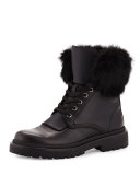 Patty Fur-Collar Hiker Boot, Black