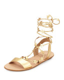 Starla Leather Gladiator Sandal, Pale Gold