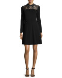 Lace-Yoke Fit-and-Flare Shirtdress