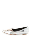 Bibi Butterfly Metallic Leather Flat, Silver/Rose Gold