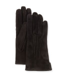 Cashmere-Lined Suede Gloves, Black