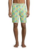 Hula Girl Swim Trunks, Dark Green