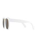 Sardinia Monochromatic Square Sunglasses, White/Brown