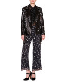 Hand-Painted Leather Biker Jacket, Black/Multi