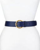 Daino Tumbled Leather Belt w/ Round Buckle
