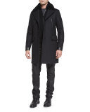 Shearling-Collar Melange Overcoat