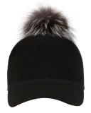 Sass Single-Pom Wool Felt Baseball Cap, Silver/Black