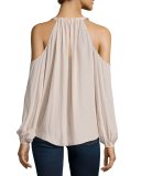 Jackson Embellished Cold-Shoulder Top, Blush