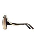 Mandy Oval Acetate Sunglasses, Gray/Turtledove