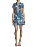 Marisa Beads-Print Babydoll Dress