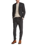 Textured Two-Button Wool Blazer, Charcoal