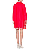Printed Silk Habutai Halter Dress, Multi Red