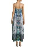 Embellished Crepe High-Low Coverup Dress, Maasai Mosh