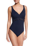 Forever Young Frill-Trim One-Piece Swimsuit, Blue