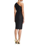 Mila One-Shoulder Cocktail Dress, Black