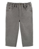 Melange Straight-Leg Scuba Pants, Gray, Size 3-6 Months