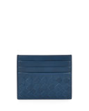 Intrecciato Leather Card Case, Cobalt Blue