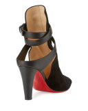 Pointipik 85mm Ankle-Wrap Red Sole Bootie, Black