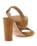 Kahn Suede Double-Band Sandal, Beige