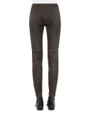 Stretch Suede Ankle Pants, Turtle
