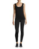 Paneled Mid-Rise Leggings, Black