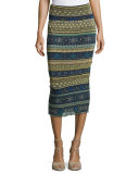Striped Tulle Midi Tube Skirt, Blue Pattern