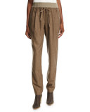 Barclay Relaxed Wool-Blend Pants, Cobblestone Melange