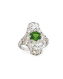 Estate Edwardian Demantoid Garnet Dinner Ring, Size 5.25