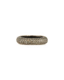 Oxidized Sterling Silver Square Ring with Champagne Diamonds, Size 6