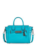 Swagger 27 Leather Satchel Bag, Turquoise