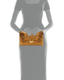 Isabella Laser-Cut Ruffled Clutch Bag, Gold