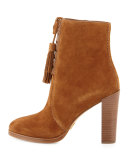 Odile Suede Lace-Up Bootie, Luggage