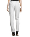 Shantung Straight-Leg Pants, White
